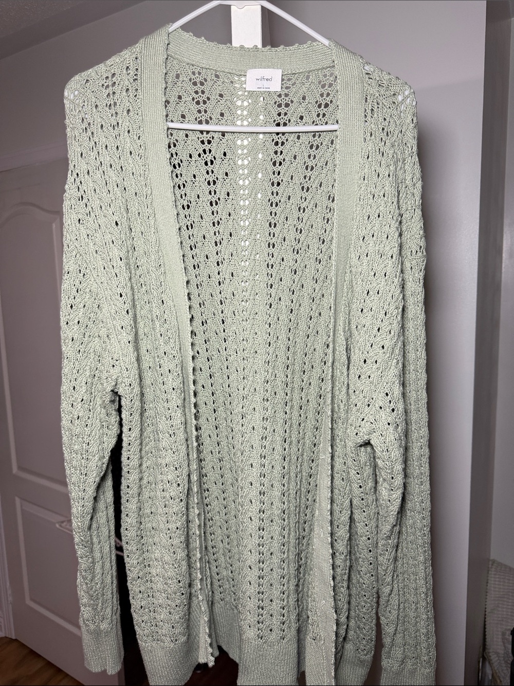Wilfred Light Sage Open-Knit Lightweight Cardigan